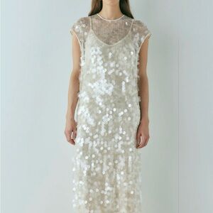 VRG GRL Astrid Sequin Maxi Dress — Cream